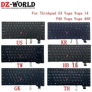 레노버 씽크패드 S3 요가 14 P40 460 노트북용 백라이트 키보드 미국 KR TW GK TH HB 히브리어 이스라엘 한