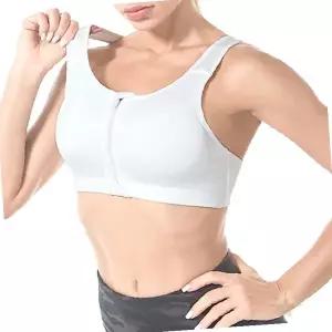 앞지퍼 패드 분리형 브라탑 활동적인 여성 런닝 속옷 화이트