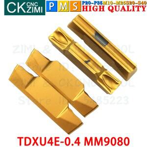 TDXU4E-0.4 MM9080 0.4 미세 연삭 카바이드 인서트 절삭 그루빙 도구 스테인레스 스틸 용 CNC 기계 금속 선