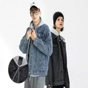 후드 바람막이 데님 자켓 바람막이점퍼 청 점퍼 남녀공용 데일리 워싱