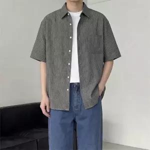 [2PACK] 시어서커 스트라이프 반팔 셔츠 4color