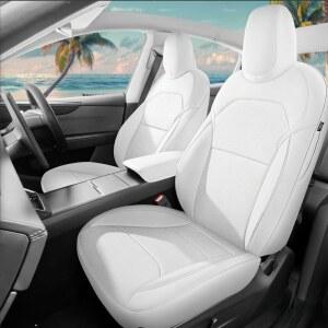 MEEKOOMAY 테슬라 모델 Y 시트 커버 카시트 주니퍼 12피스 (화이트-2025) 가죽 나파 맞춤형 쿠션 2025 방수