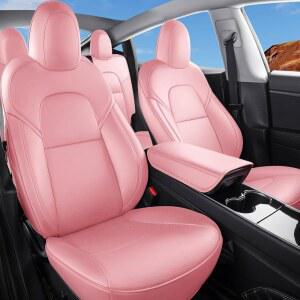 WEKAR 테슬라 모델 Y 카시트 커버 2020, 2023 2021 맞춤형 에어백 자동차 호환 세트 핑크 2024 시트 쿠션 가죽 내부 나파 핏 2022