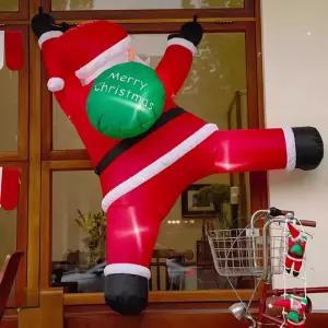 매달리는 산타 대형 산타클로스 풍선 인형 건물 창문