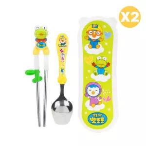 에디슨 유아 연습용 젓가락 스텐 케이스 세트 크롱 X2 BNS