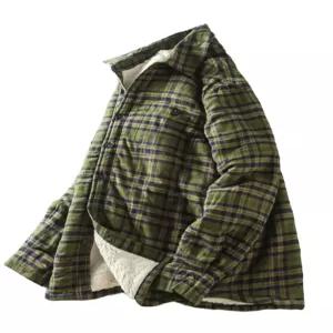 남자 체크 남방 양털 긴소매 오버핏 겨울 자켓 셔츠 기모 정장 캐주얼