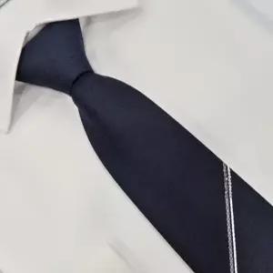 [레노마셔츠]실크혼방 2줄 스트라이프 포인트 지퍼타이/심플 자동넥타이 VPF