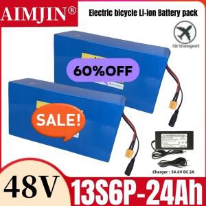 AIMJIN 신형 48V 24Ah 2000W 13S6P 리튬 이온 배터리 팩 24000mAh 전동 스쿠터 54.6V BMS+충전기 포함
