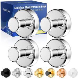 EPRITLIBER 샤워용 흡착 컵 후크, 드릴 4개 없는 - 주방, 문, 욕실 스테인리스 6.8KG(15파운드) 벽 후크 코트, 타일, 타월 방수-크롬 창문용 벽걸이 수세미, 가운, 유리 업그레이드된