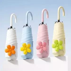 플라워 곡자 UPF 50+ 초경량 암막 우산 220g 미니 양우산 햇빛차단 휴대용