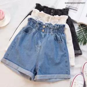 이너퀸 여성 빅사이즈 셔링밴딩 A라인 하이웨스트 청반바지 데님 숏츠 여름 밴딩바지 663셔링밴딩진