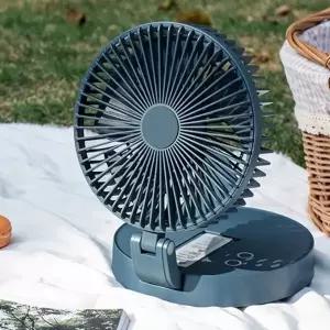 선풍기 가정 아웃도어 자동회전 LED무드등 캠핑 휴대용 폴딩 사무실 배터리내장