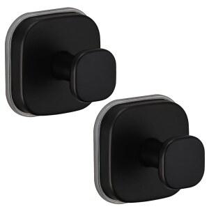 SUPOPULAR 주방 /욕실 /샤워용 튼튼하고 재사용 수건, 컵 화환용 장착 타일, /유리, 수세미 없음 및 가능한 방지 (2, 매트 습기 - 드릴 블랙) 가운, 금속에 흡착 후크