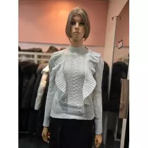 [에고이스트] 메탈 믹스 러플 포인트 하이넥 니트 EQ4KL-167 675359