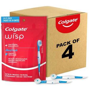 COLGATE MAX FRESH WISP 일회용 미니 (4팩) 페퍼민트 24개 칫솔, 여행용