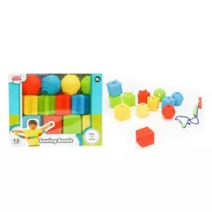 베이비 소프트 블럭 실꿰기 소근육 운동 구슬놀이 유아교구 6세