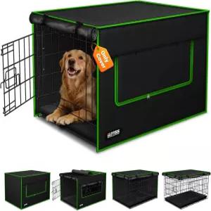 가이ISS 개 상자 커버 900D 방수 옥스포드 천 24/30/36/38/42/48/54인치 실내 야외 개집 풀 메쉬 상단 보기