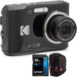 KODAK FZ45BK PIXPRO FZ45 16MP 디지털 UHS-I + 카메라 및 블랙 카메라, 촬영 32GB 고성능 케이스 데코 메모리 SDHC 카드 LEXAR 800X 포인트 백 포토 필드 포함 번들