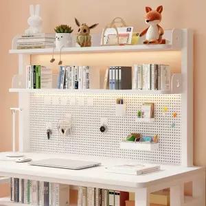 데스크 책장 타공판 책 정리선반 수납 철제 책상위 C. 흰색2겹소형 103x47cm