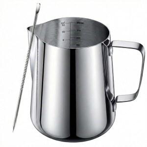 밀크 프로팅 피처 12온스 눈금형 라떼아트 펜 포함