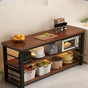 이동식 조리대 우드 주방 바퀴달린 블 보조 카트 렌지대 선반 확장형 패턴