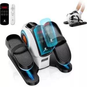 책상 타원형 기계 아래 노인용 의자에 앉아 TV에서 볼 수 있는 다리 운동기 15단계 조절 가능한 저항력과