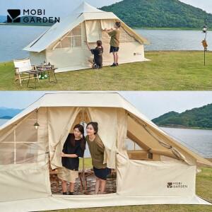 모비 가든 10.9 ㎡ 팽창식 텐트 Era 260 야외 캠핑 면 천 오두막 대형 5-8인용 피크닉 (에어 펌프 포함)