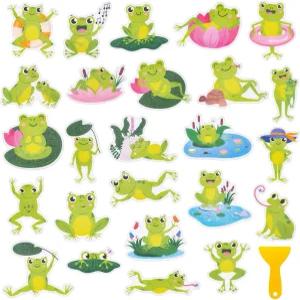 26개 미끄럼 방지 욕조 스티커 스크레이퍼가 있는 귀여운 개구리 욕실용 접착 뒷면이 샤워 데칼 계단