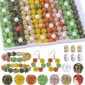 AIPRIDY 주얼리 제작용 구슬 세트 300개의 PCS 10mm 라인스톤 클레이 8mm 혼합 색상 스페이서 구슬과 진주