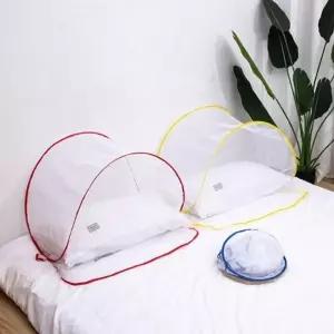 (색상 블루)휴대용 미니 모기장 원터치 방충망 싱글 침대 유아 아기 텐트 설치 유아용 접이식