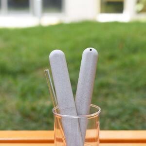 [2개구성] 버블티용 1P 실리콘 성플라 옥수수 다회용 파우치 컵 세트 소재 용기 통 유리 빨대 EWFFN84V