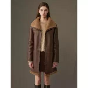 LIOBELL 호주산 양모 100% 무스탕 하프 롱 코트 1138591