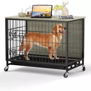2024년 신상 강아지 크레이트 가구 컴팩트 27.2인치 소형견 양방향 출입 켄넬과 우아한 엔드 테이블 겸용