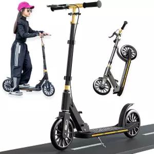 청소년 및 CUIOT 킥 스쿠터 300파운드 용량 경량 접이식 - 8인치 빅 휠 핸드 브레이크가 장착된 통근용