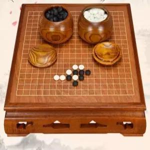 고급 바둑판 오목 나무 기원용 체스판 바둑 접이식 바둑돌