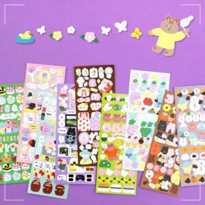 [2개구성] 제이컴바인드 쥬시베어 리무버 9종 세트 스몰 꾸미기 캐릭터 씰 스티커 다이어리 데코 QW96AE31