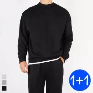 [SPM] 1+1 C남성베이직맨투맨 남자 기본 무지 맨투맨 스판 라운드 베이직 스탠다드 빅사이즈