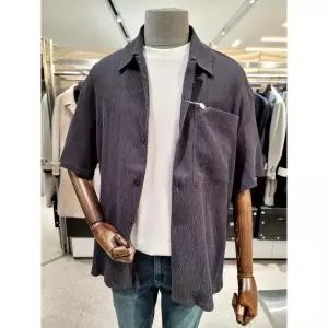 갤러리아 24 S/S 본 그레이 뱀부 플리츠 오버핏 오픈카라 셔츠 BN4MBA690GY