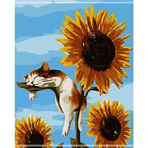 [2개구성] 고양이 색칠하기 세트 diy 백드롭페인팅 해바라기 명화 유화 그림 그리기 AWFGWGIW