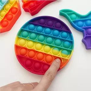 어린이 향상 푸쉬팝버블 레인보우 팝잇 실리콘 뽁뽁이 무지개 손장난감