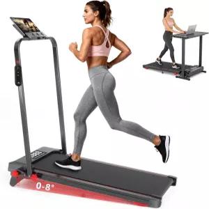 경사 및 핸들 바가 있는 조시르 워킹 패드 트레드밀 가정용 책상 밑 리모컨이 휴대용