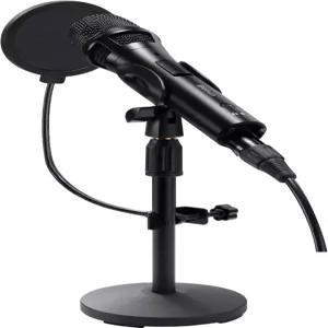 노래 녹음용 Xlr USB 다이내믹 마이크 게인이 있는 메탈 스튜디오 녹음 데스크탑 스탠드 팝 필터 헤드폰 잭