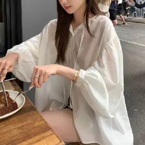 블리일리 오버핏 셔츠 레이스 쉬폰 루즈핏 블라우스 봄 여름 여행 출근룩 나들이룩