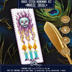 포빗룰랴 카운트 크로스 스티치 키트 매직 해골 - 손 자수용 DIY 북마크 세트