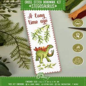 포빗룰랴 공룡 카운트 크로스 스티치 키트 스테고사우루스 - 손 자수용 DIY 북마크 세트