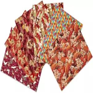 팻 쿼터 오리엔탈 스타일 패브릭 번들 아시아 화교 일본 생선 꽃 레드 크라운 크레인 그레이트 웨이브