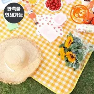 (색상 옐로우)보호 방수 캠핑 피크닉 대형 체크 매트 휴대용 야외 담요