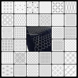 32 PCS 사시코 스텐실 키트 5.1 x 인치 플라스틱 기하학적 패턴 템플릿 손 퀼팅 및 자수용 드로잉 라인