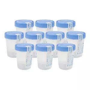 딜메드 검체 수집 용기 일회용 소변 컵 누수 방지 뚜껑 나사 포함된 ID 라벨 4온스 10캔