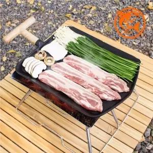 ( )아웃도어 캠핑 불판 무쇠 그리들팬 사각 열전도 고급 조리기구